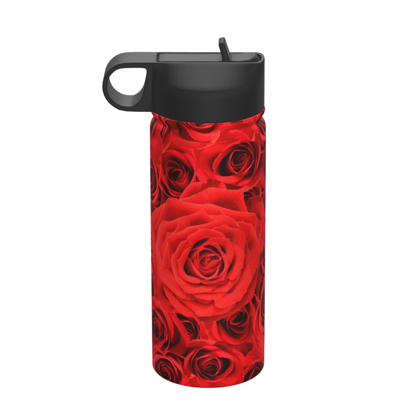 Amazon｜赤いバラ 薔薇 花柄 水筒 スポーツボトル 魔法瓶 ステンレス